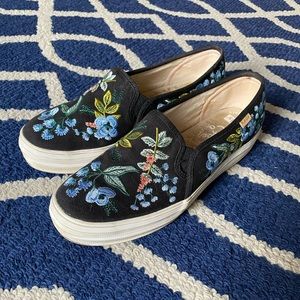 KEDS x RIFLE PAPER CO. embroidered Slip-on sneaker/loafers